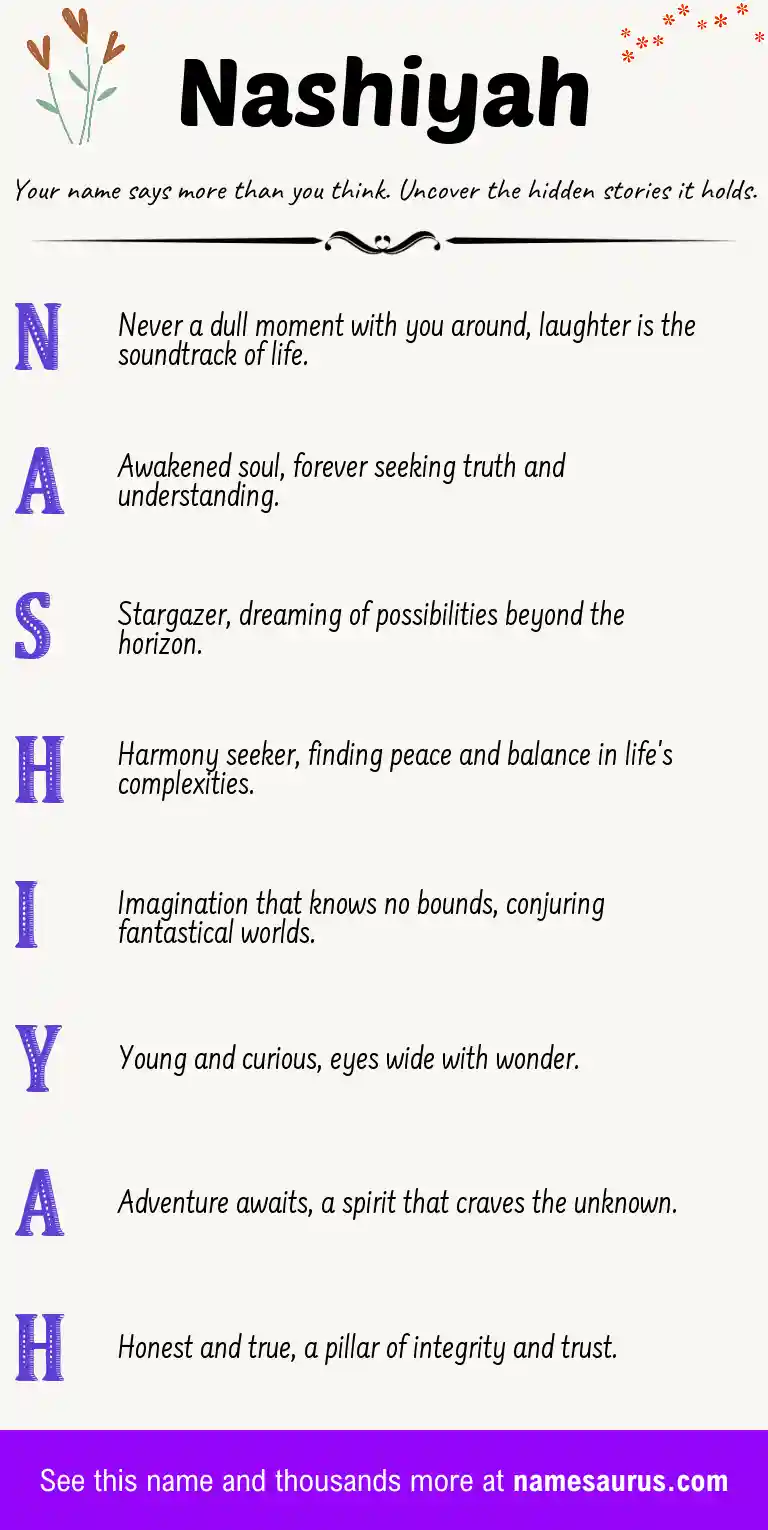 Acrostic poem about Nashiyah.