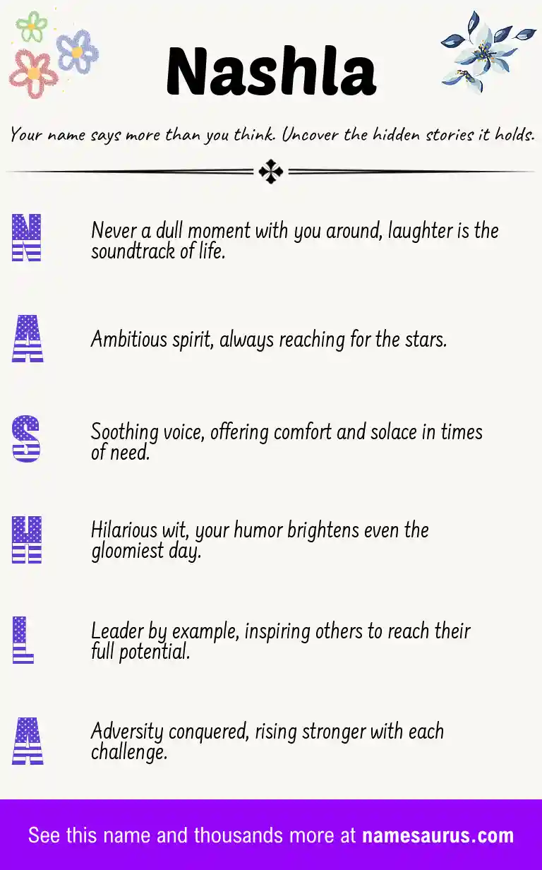 Acrostic poem about Nashla.