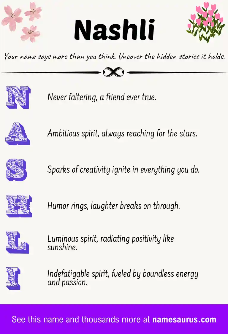 Acrostic poem about Nashli.
