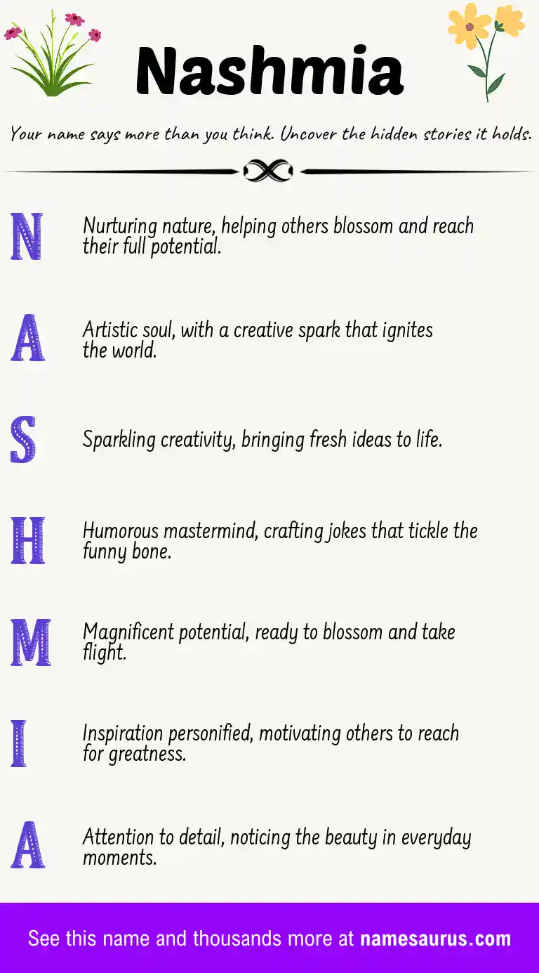 Acrostic poem about Nashmia.