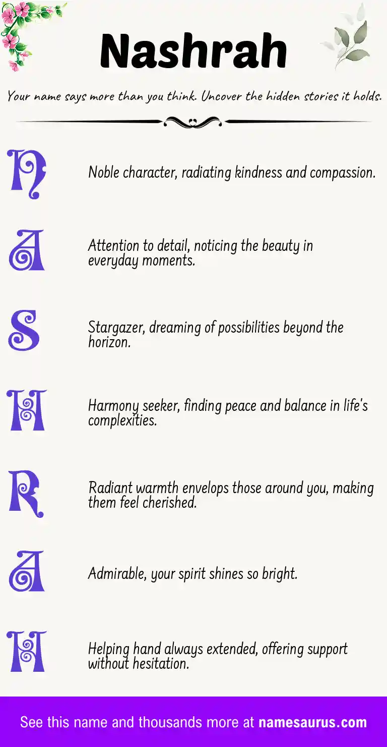 Acrostic poem about Nashrah.