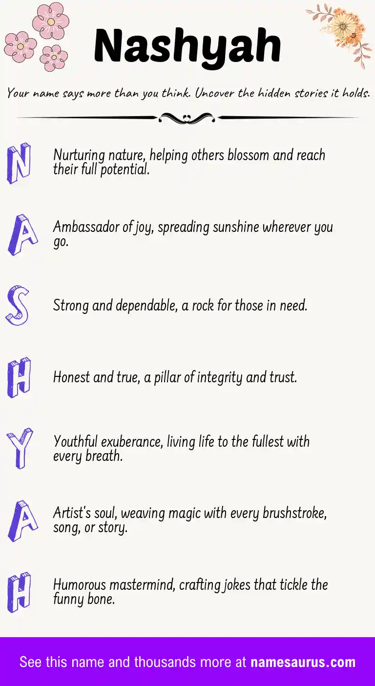 Acrostic poem about Nashyah.