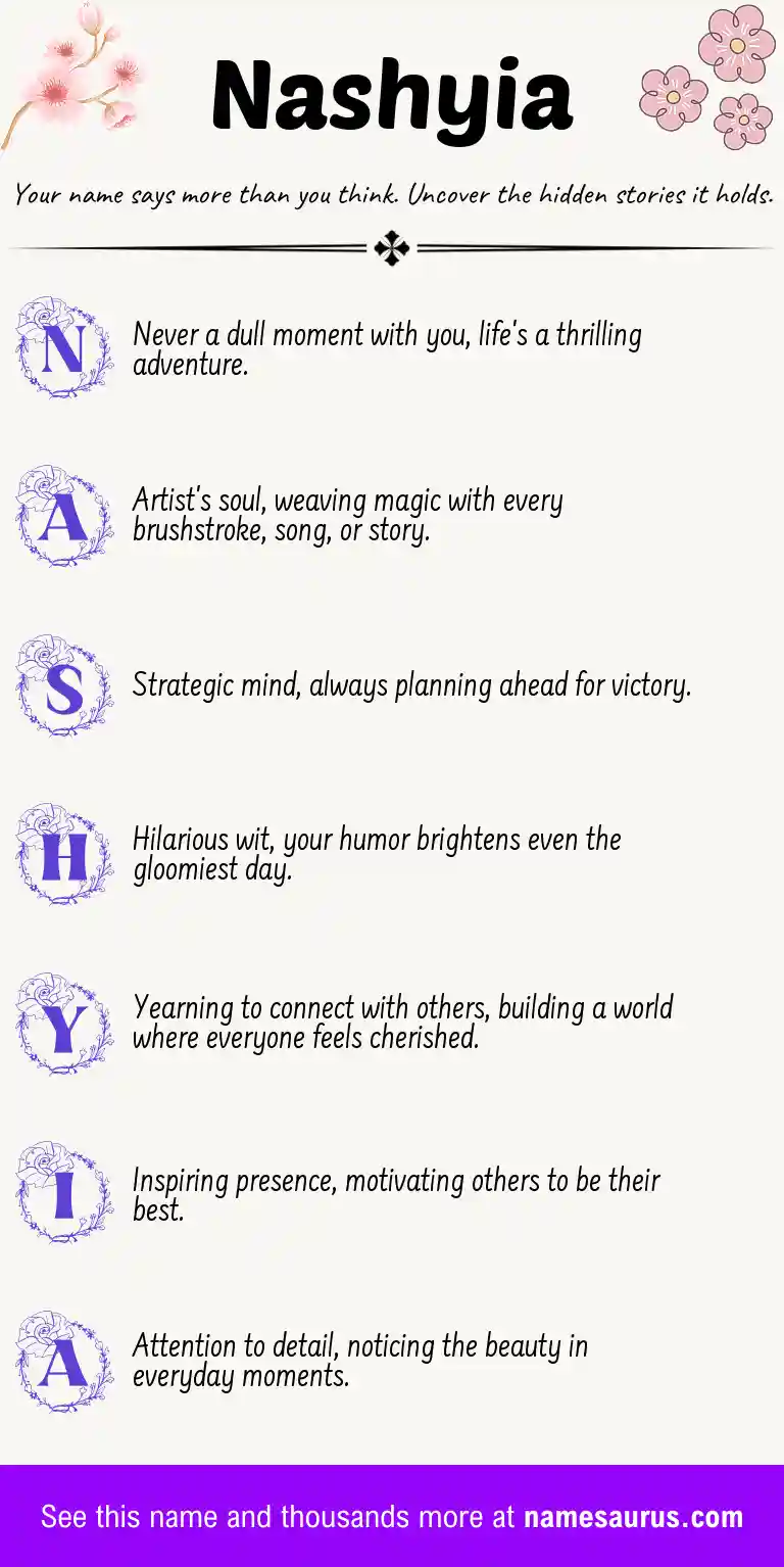 Acrostic poem about Nashyia.