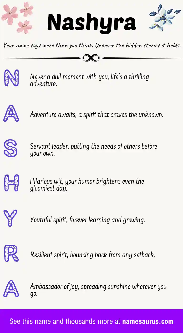 Acrostic poem about Nashyra.