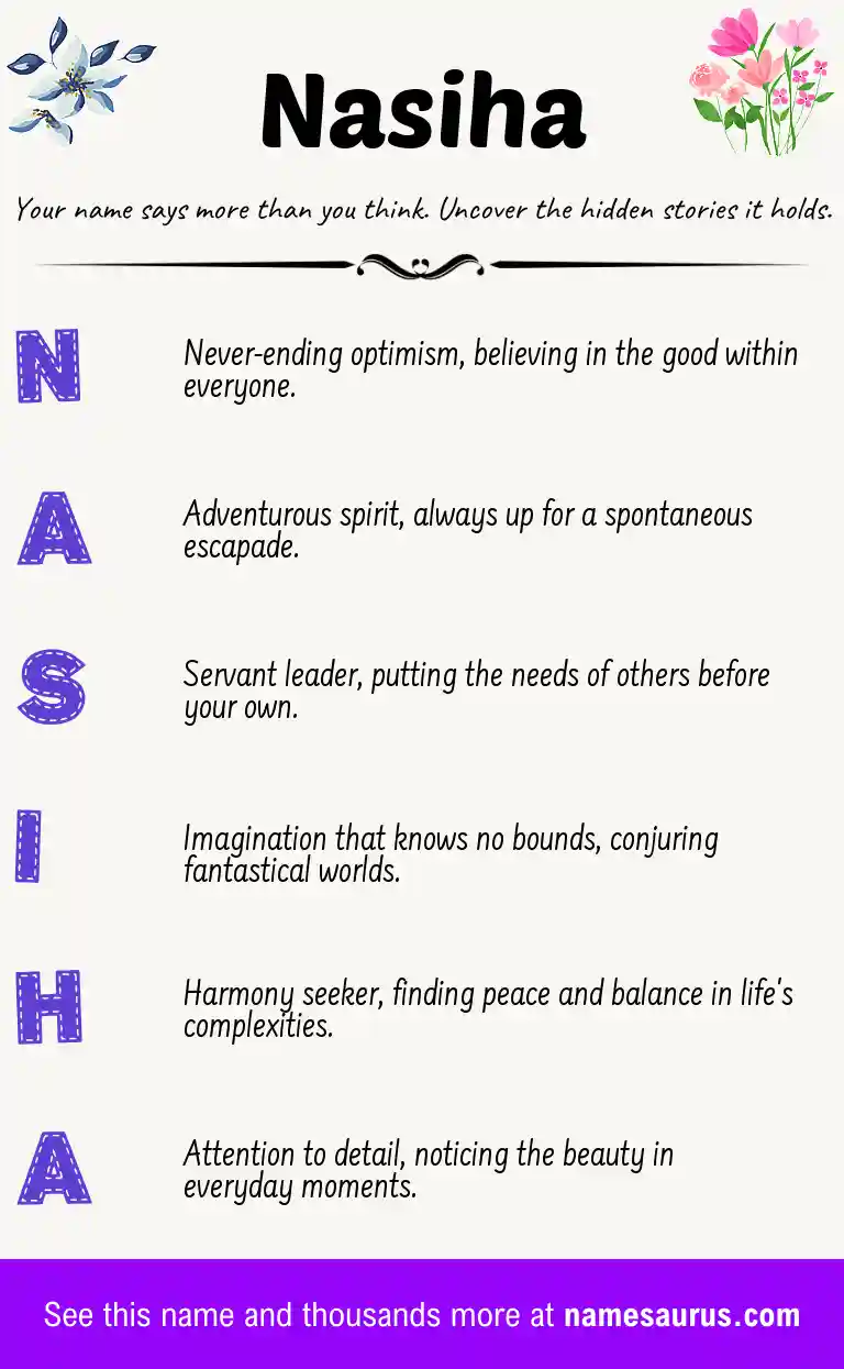 Acrostic poem about Nasiha.