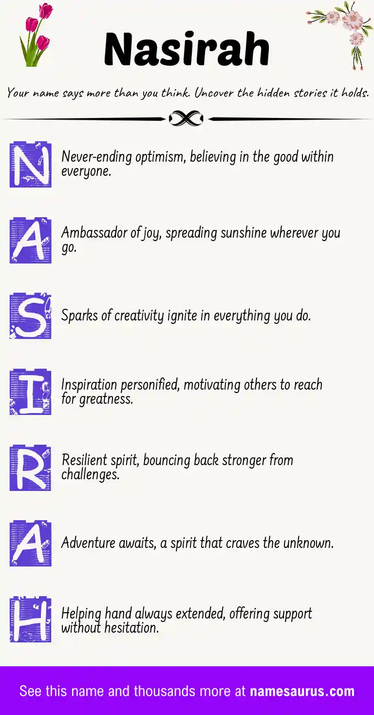 Acrostic poem about Nasirah.
