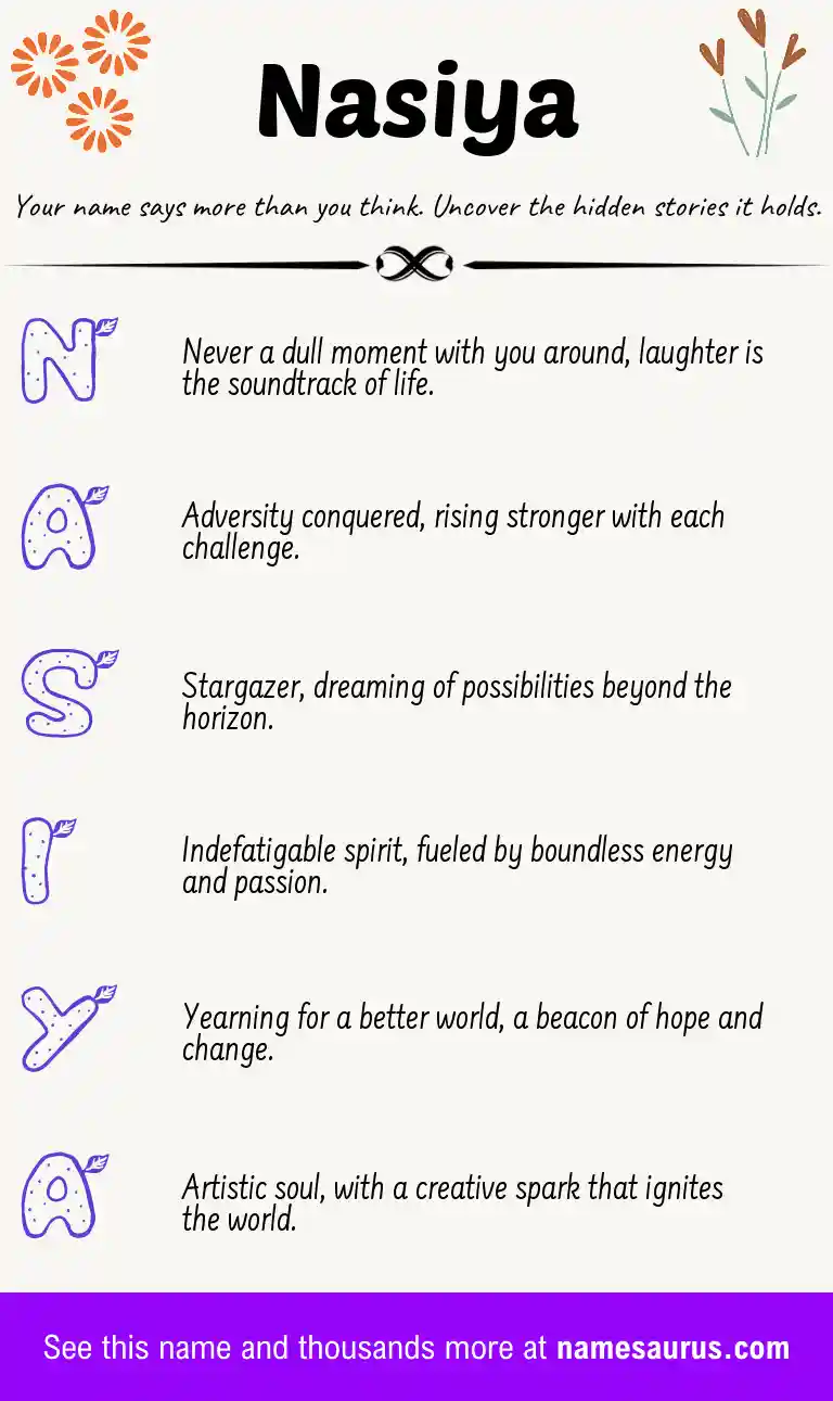Acrostic poem about Nasiya.