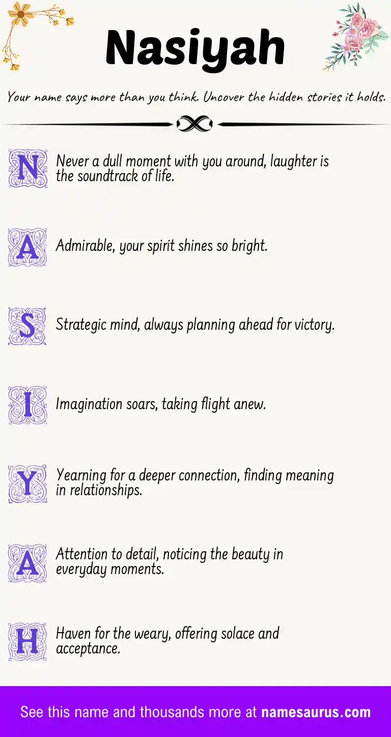 Acrostic poem about Nasiyah.