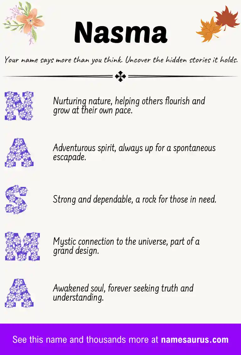 Acrostic poem about Nasma.