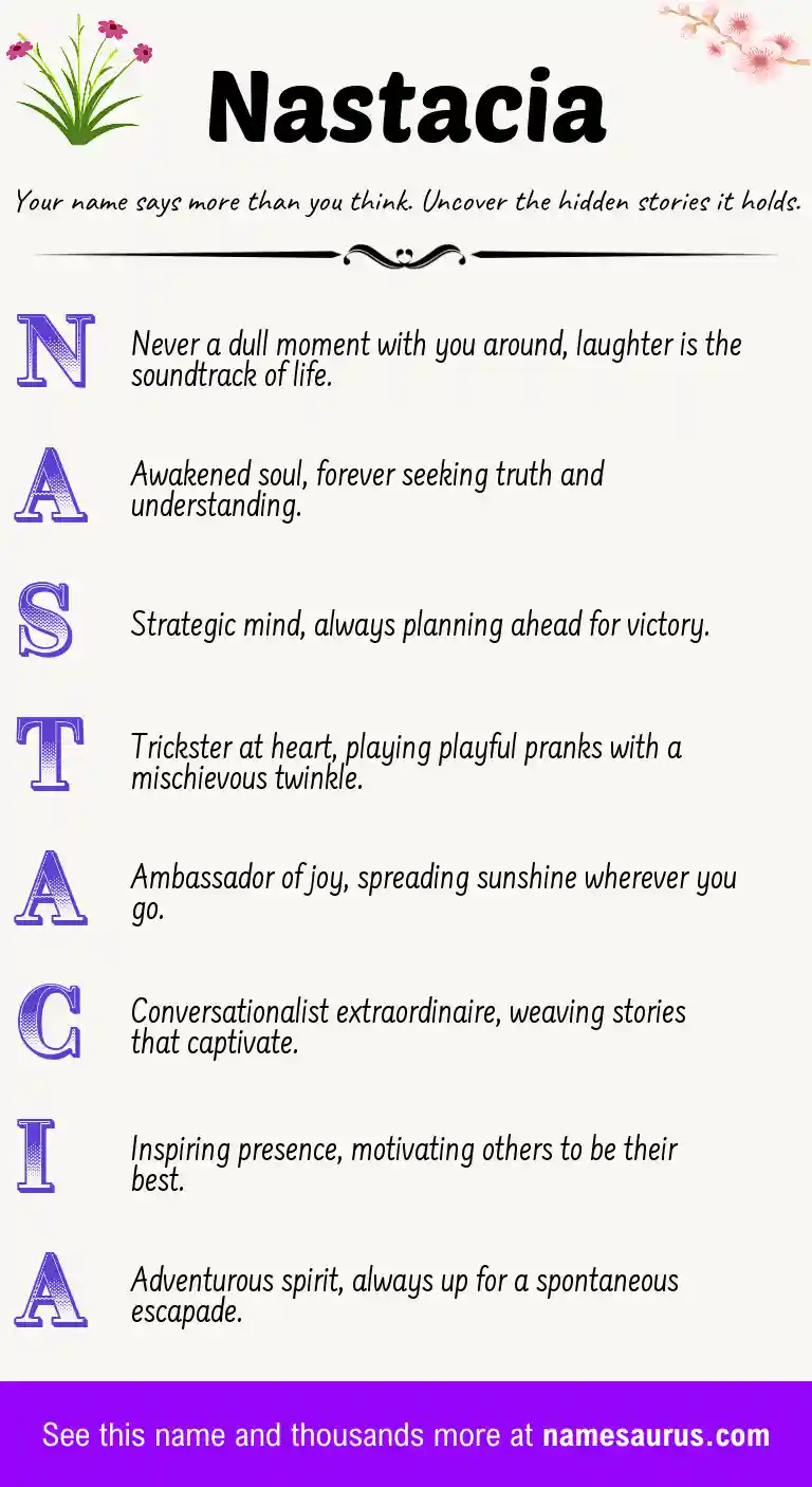 Acrostic poem about Nastacia.