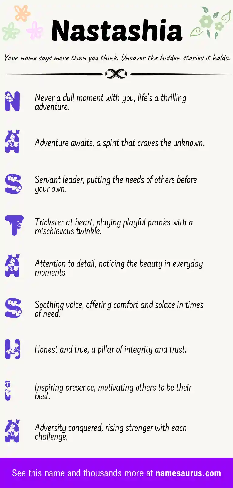 Acrostic poem about Nastashia.