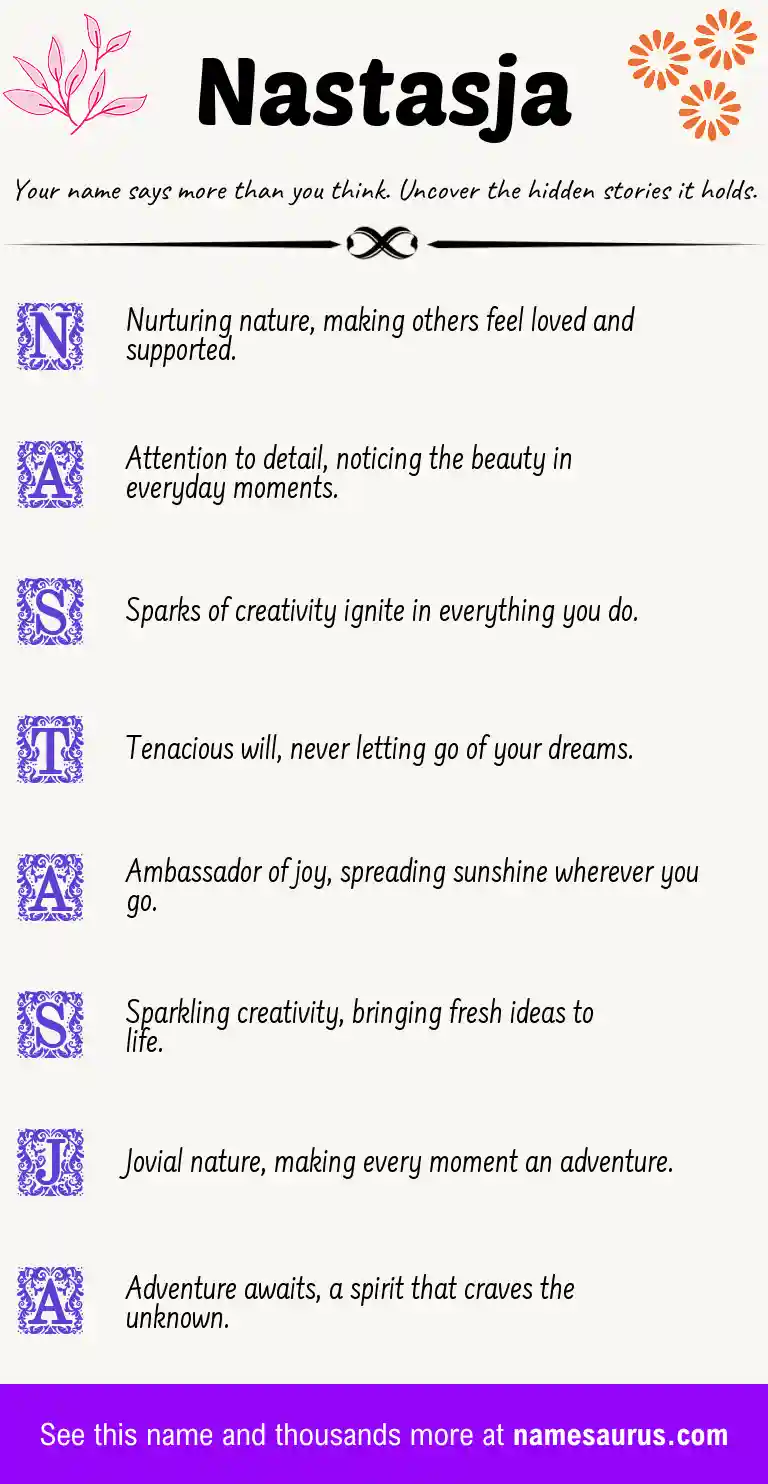 Acrostic poem about Nastasja.