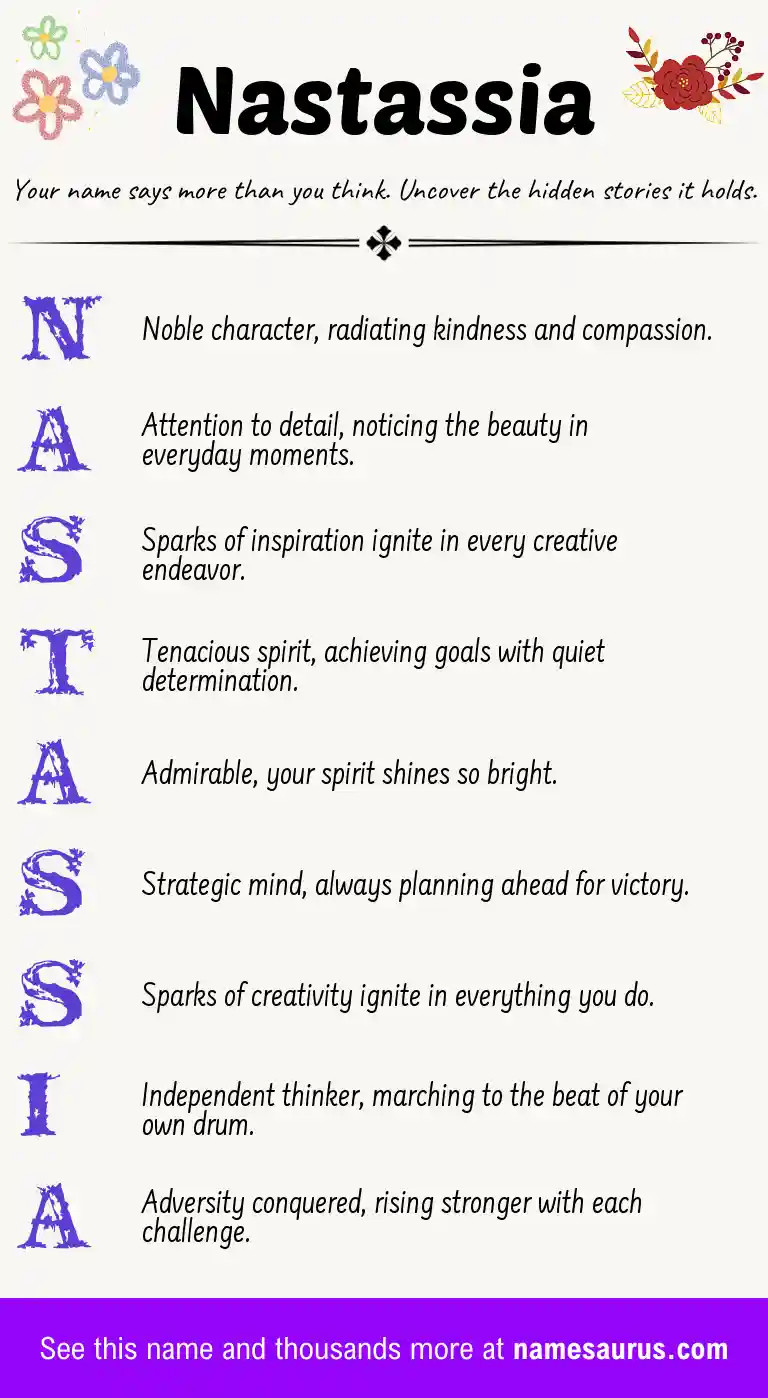Acrostic poem about Nastassia.