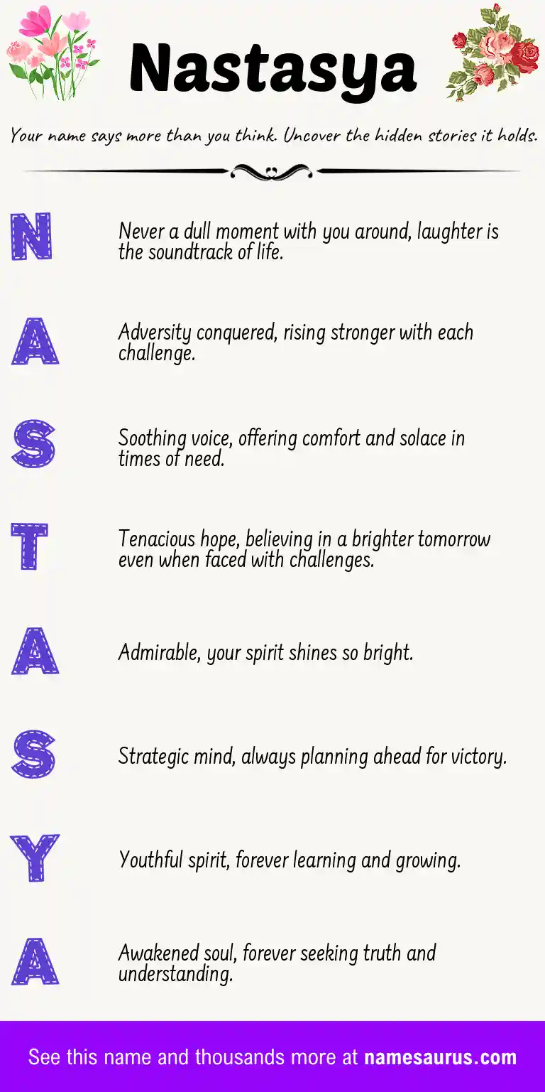 Acrostic poem about Nastasya.