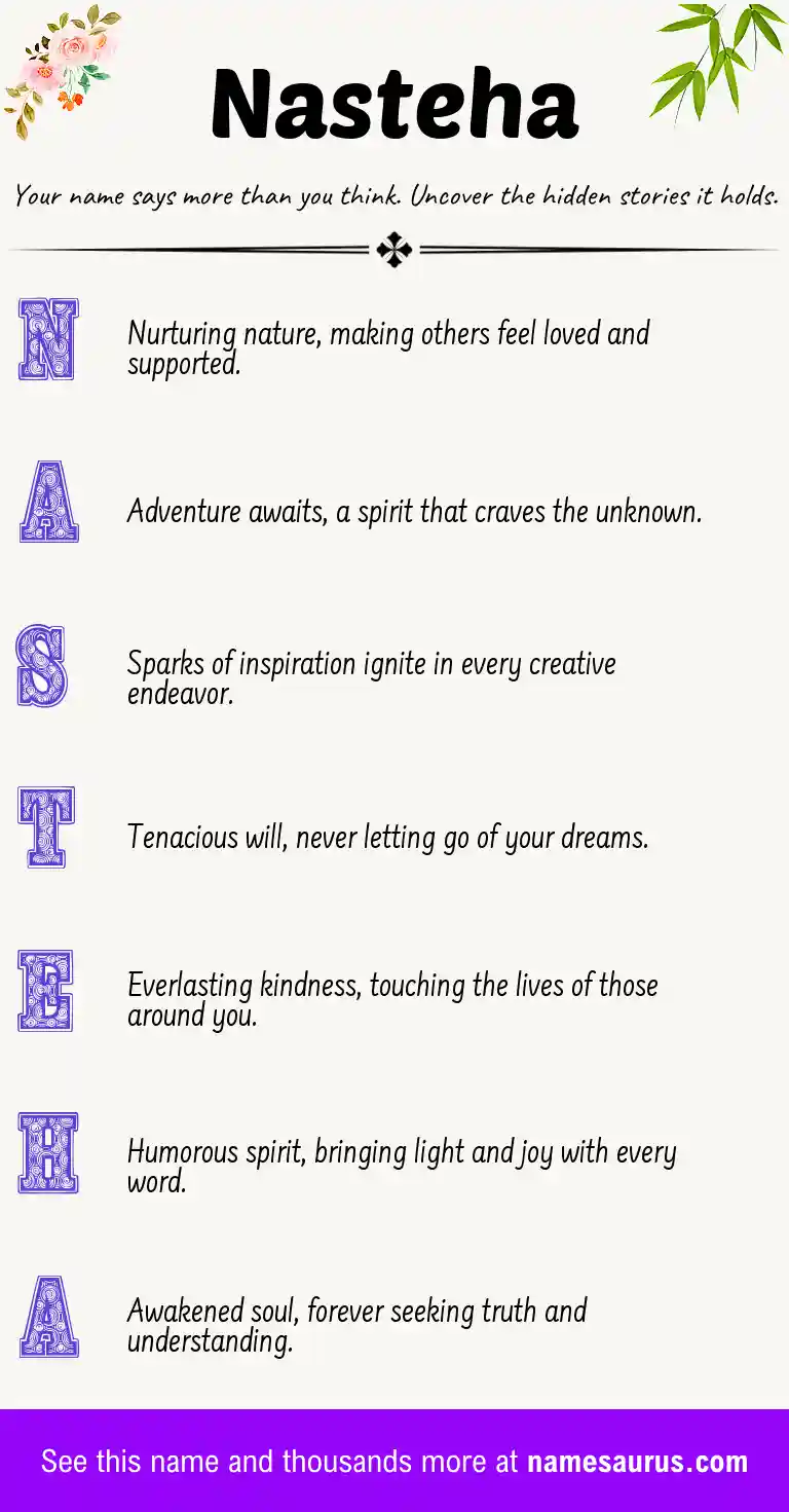 Acrostic poem about Nasteha.