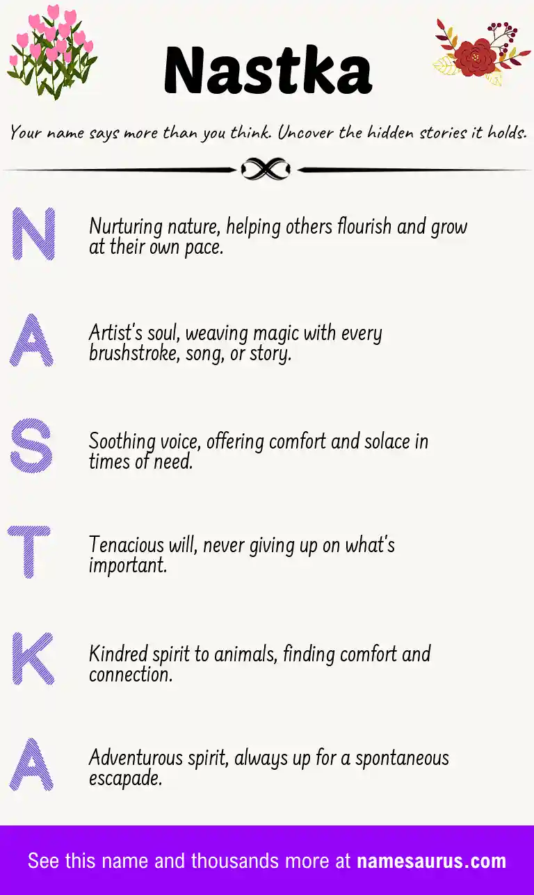 Acrostic poem about Nastka.