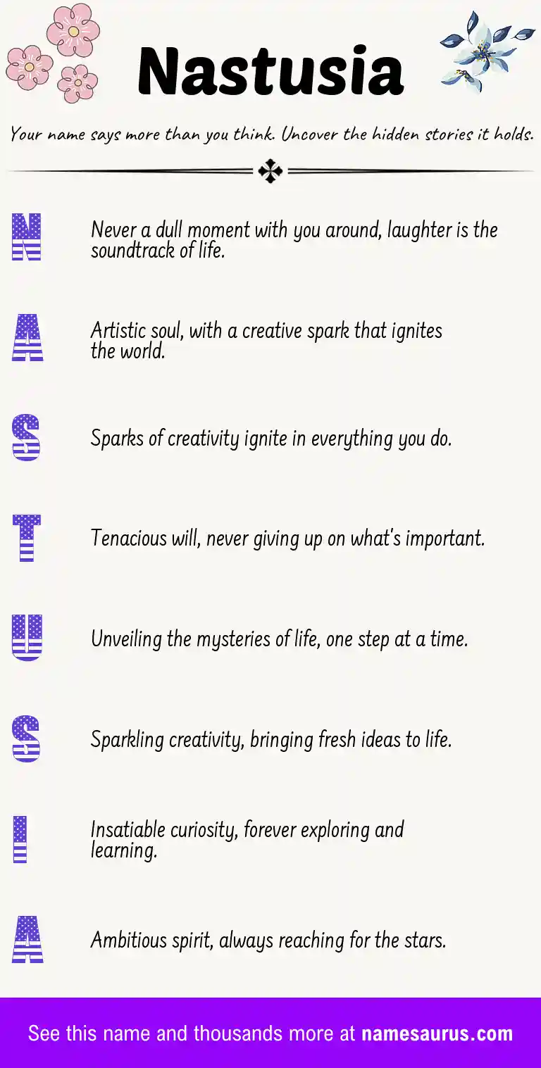 Acrostic poem about Nastusia.