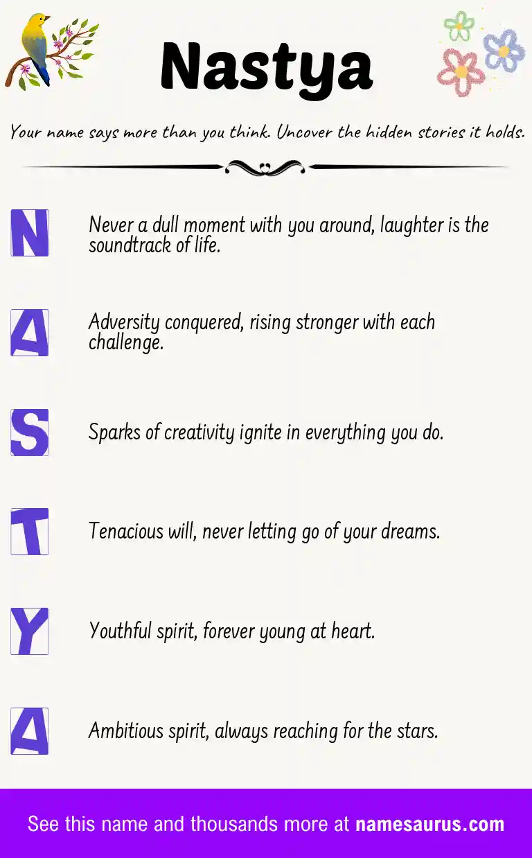 Acrostic poem about Nastya.
