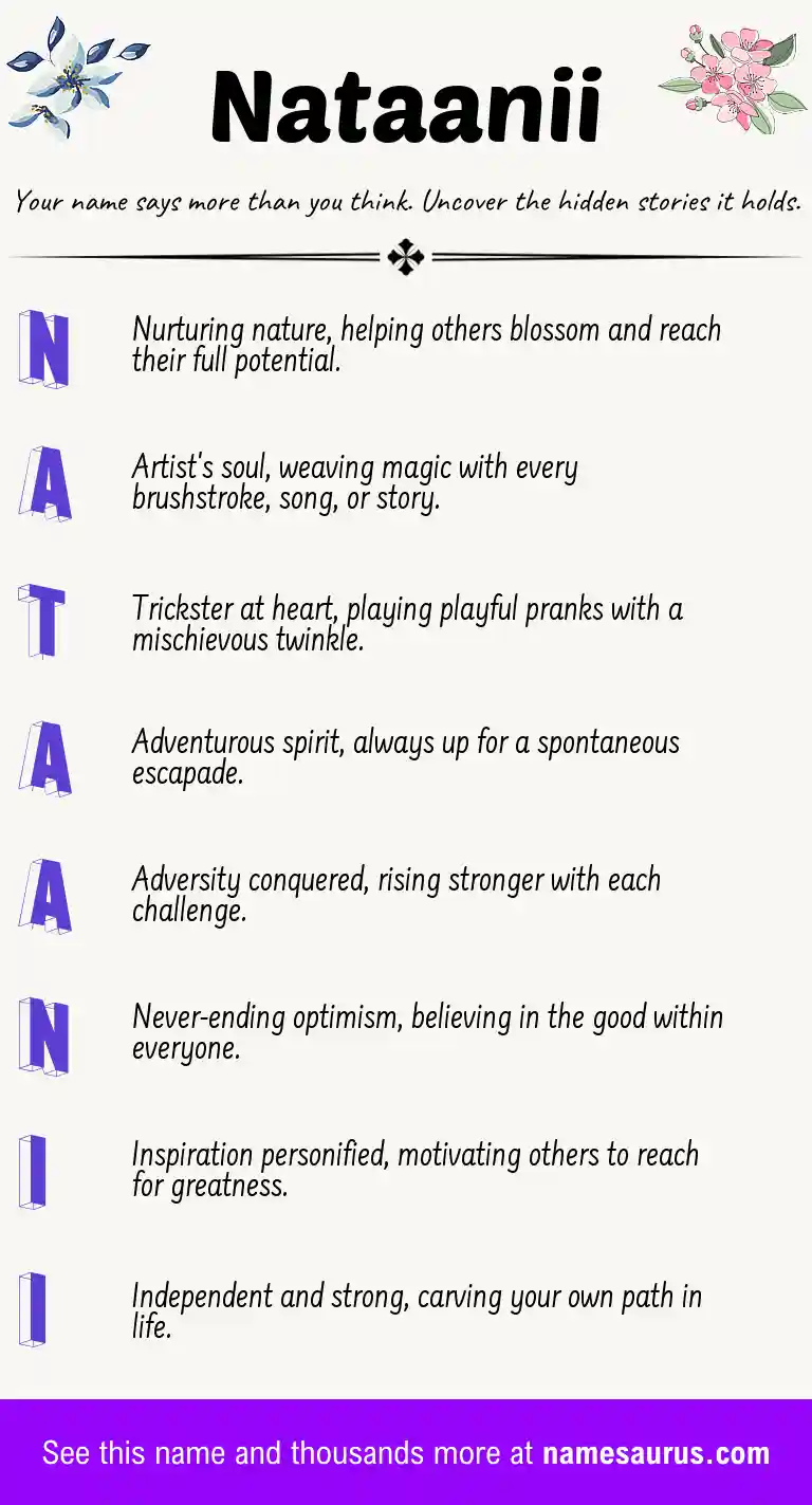 Acrostic poem about Nataanii.