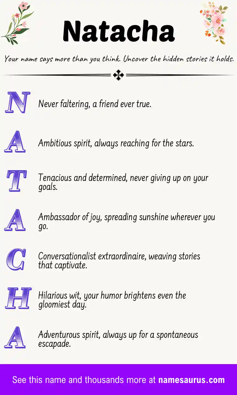 Acrostic poem about Natacha.