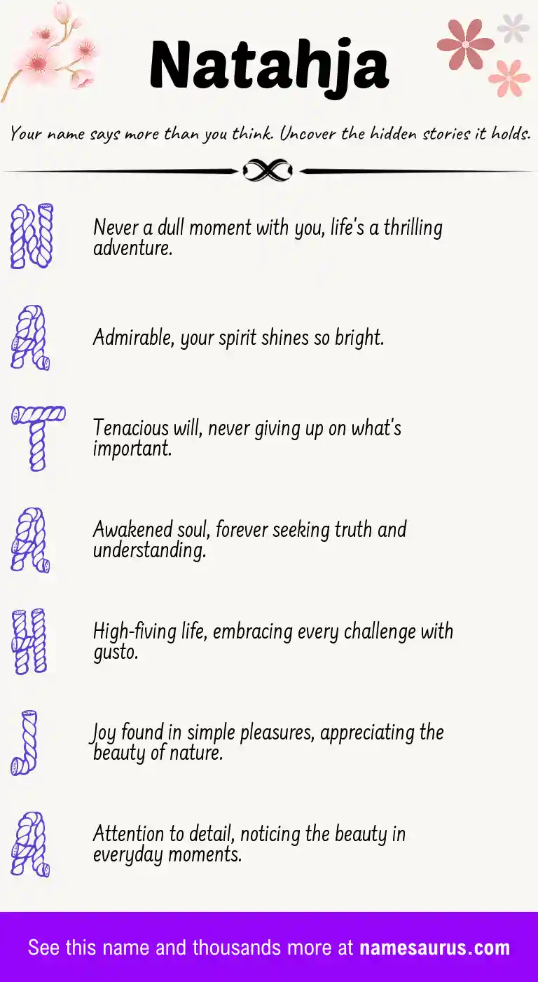 Acrostic poem about Natahja.