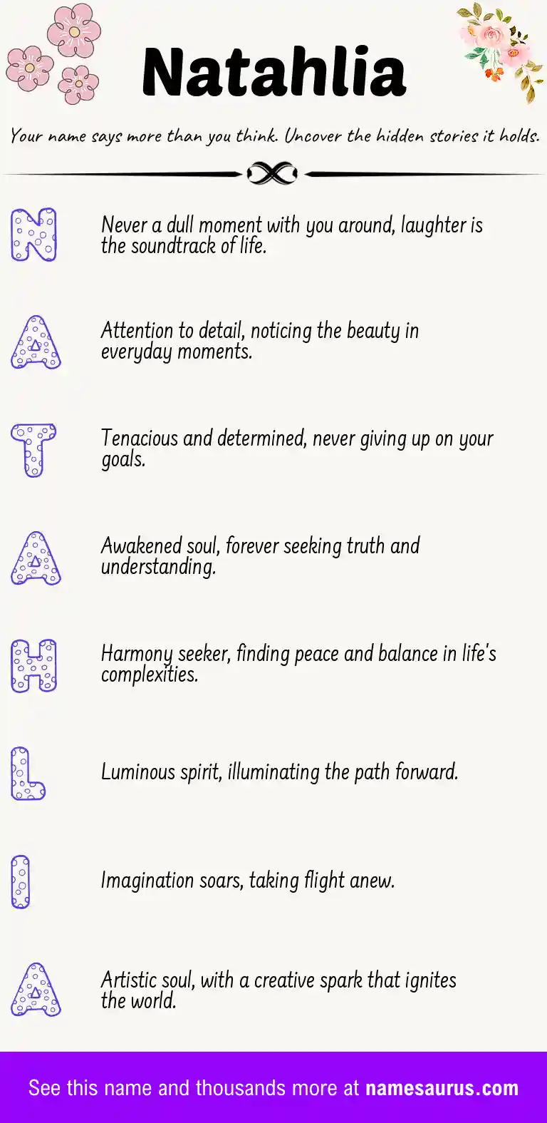 Acrostic poem about Natahlia.