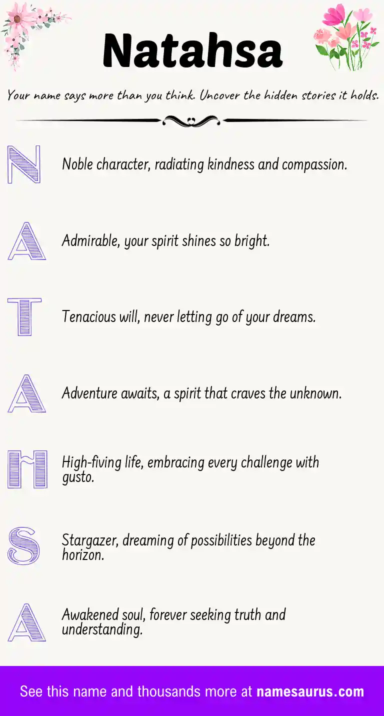 Acrostic poem about Natahsa.
