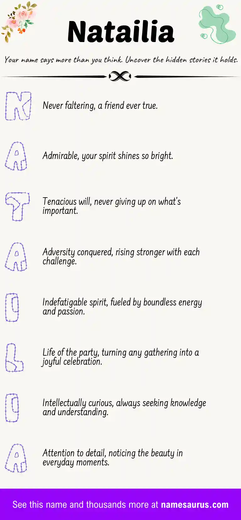 Acrostic poem about Natailia.