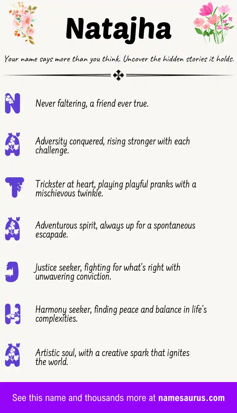 Acrostic poem about Natajha.