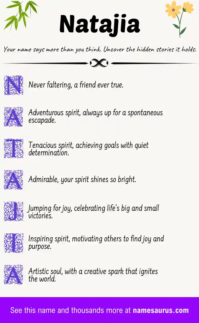 Acrostic poem about Natajia.