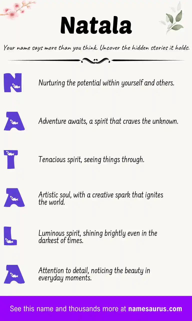 Acrostic poem about Natala.