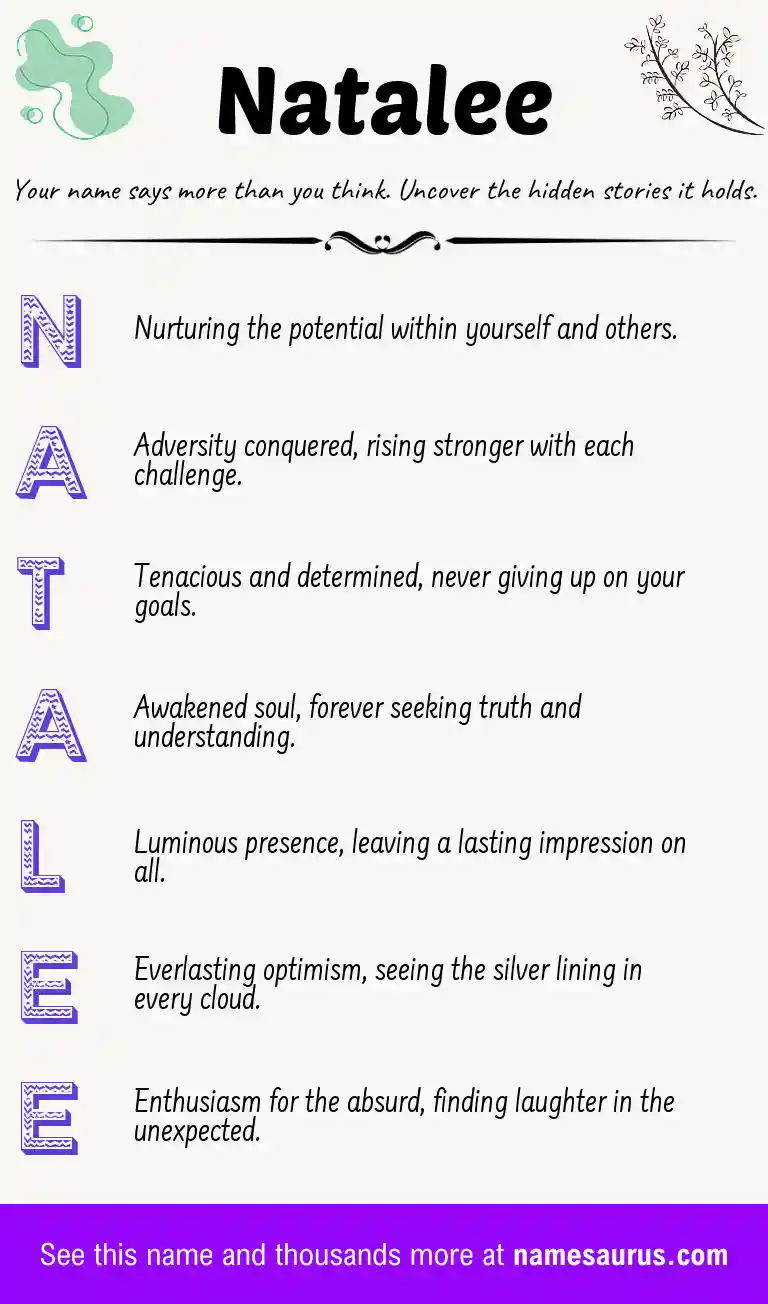 Acrostic poem about Natalee.