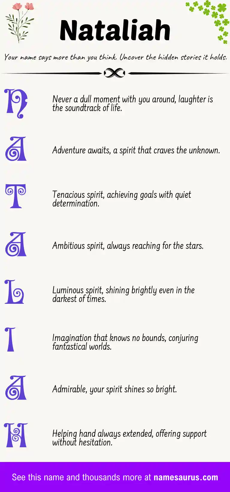 Acrostic poem about Nataliah.
