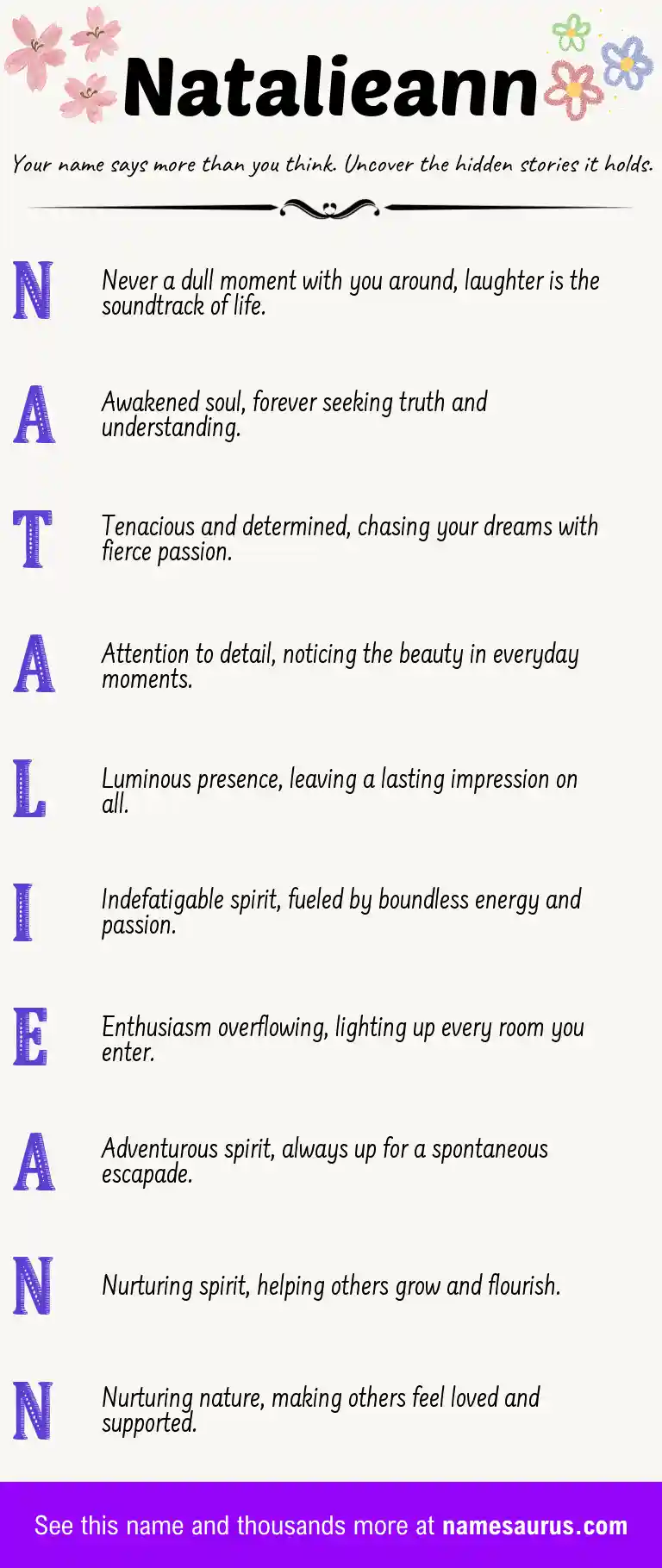 Acrostic poem about Natalieann.