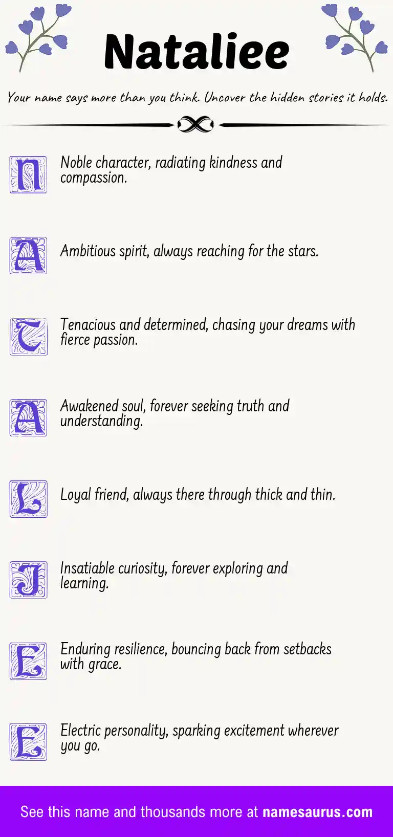Acrostic poem about Nataliee.