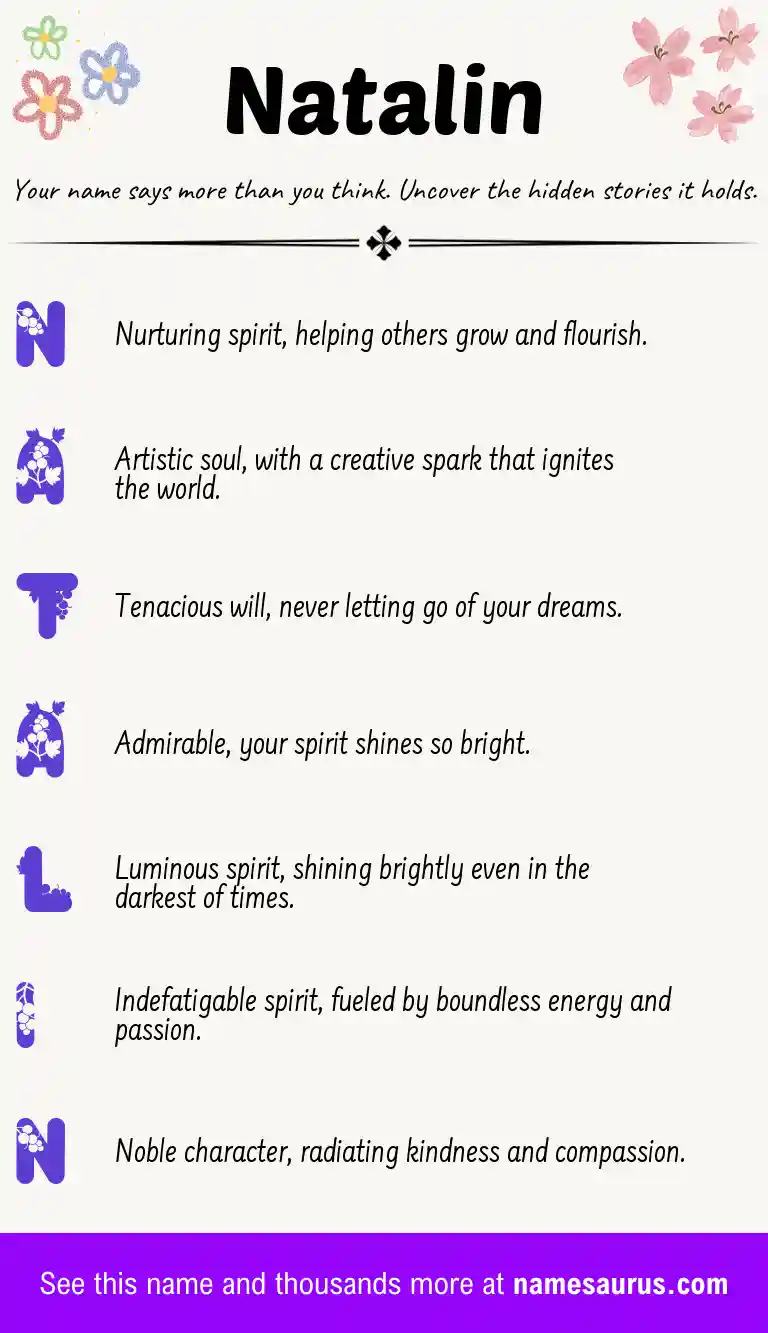 Acrostic poem about Natalin.