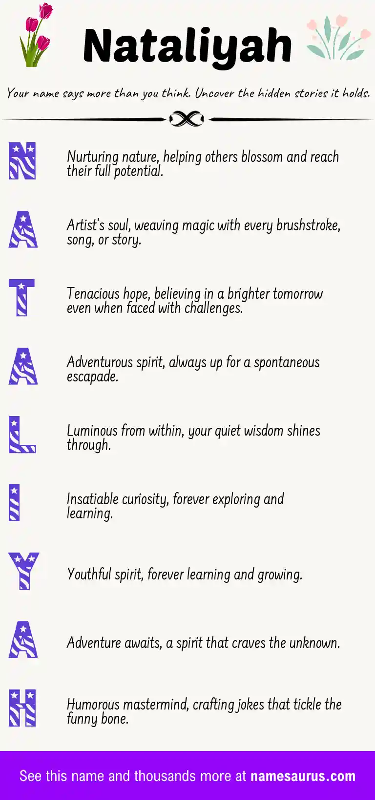 Acrostic poem about Nataliyah.