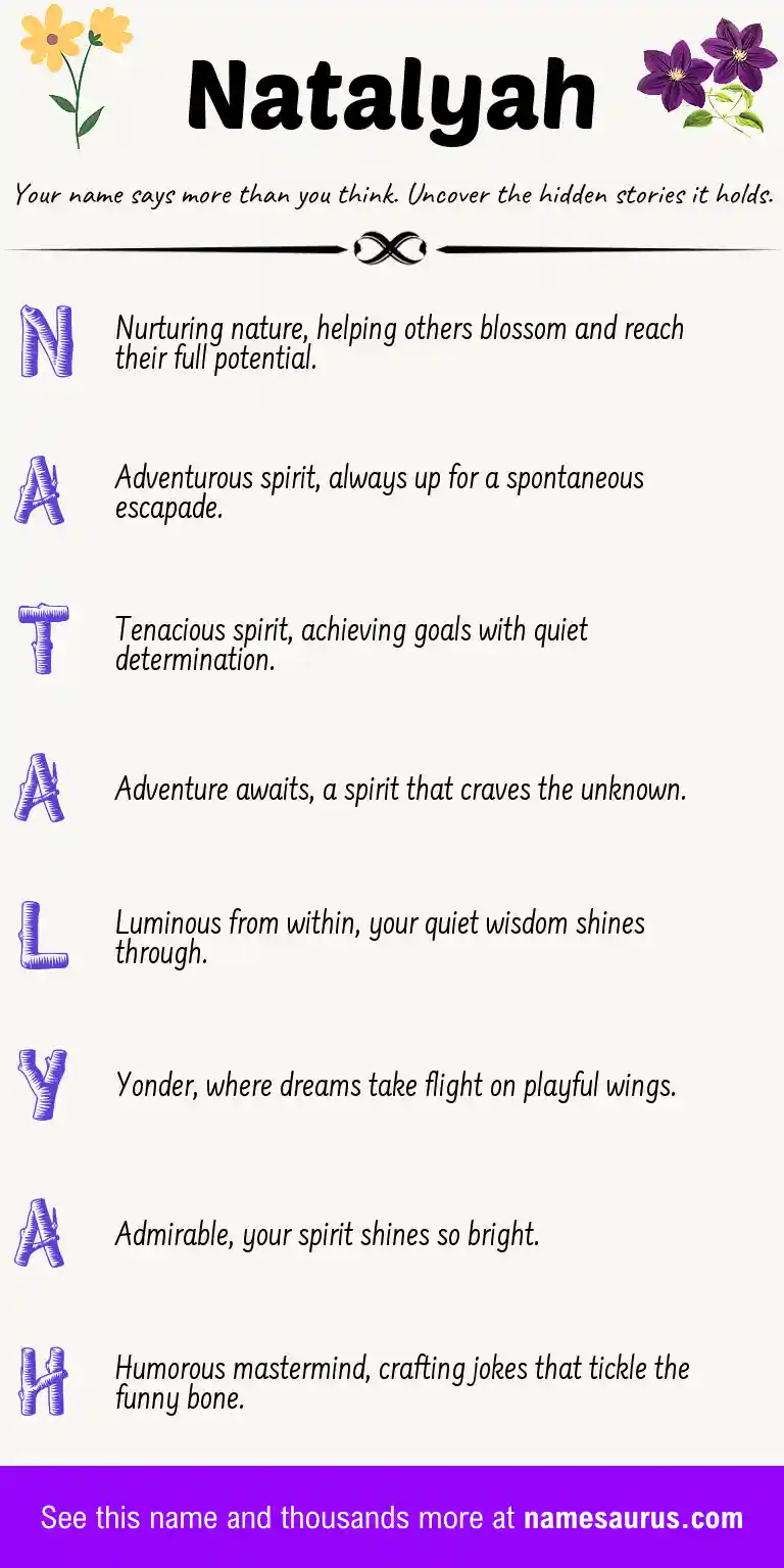 Acrostic poem about Natalyah.