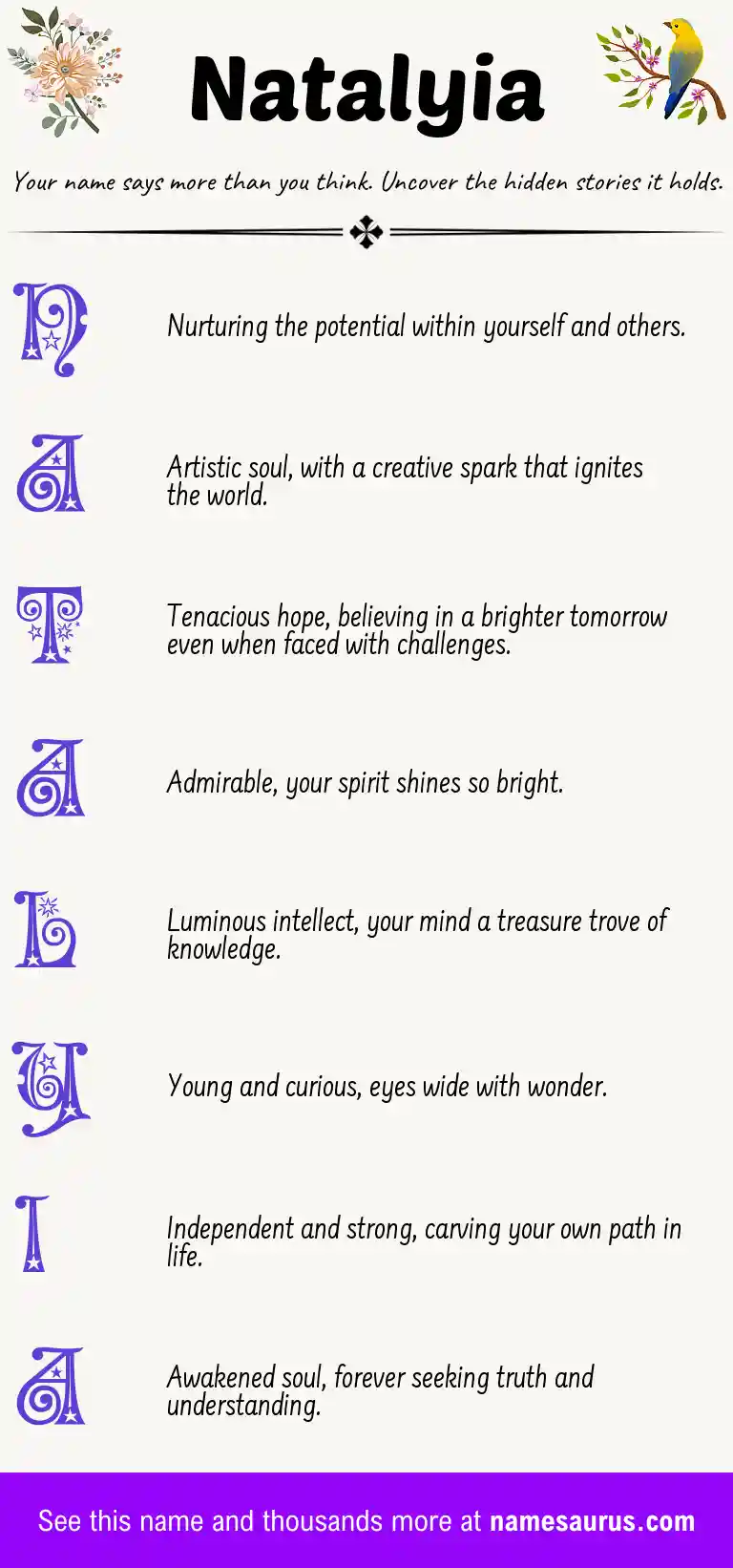 Acrostic poem about Natalyia.