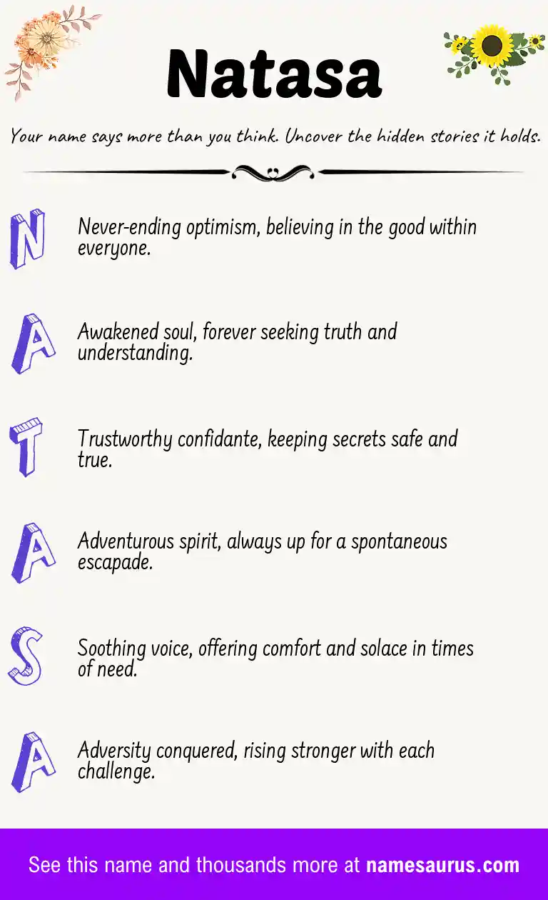 Acrostic poem about Natasa.