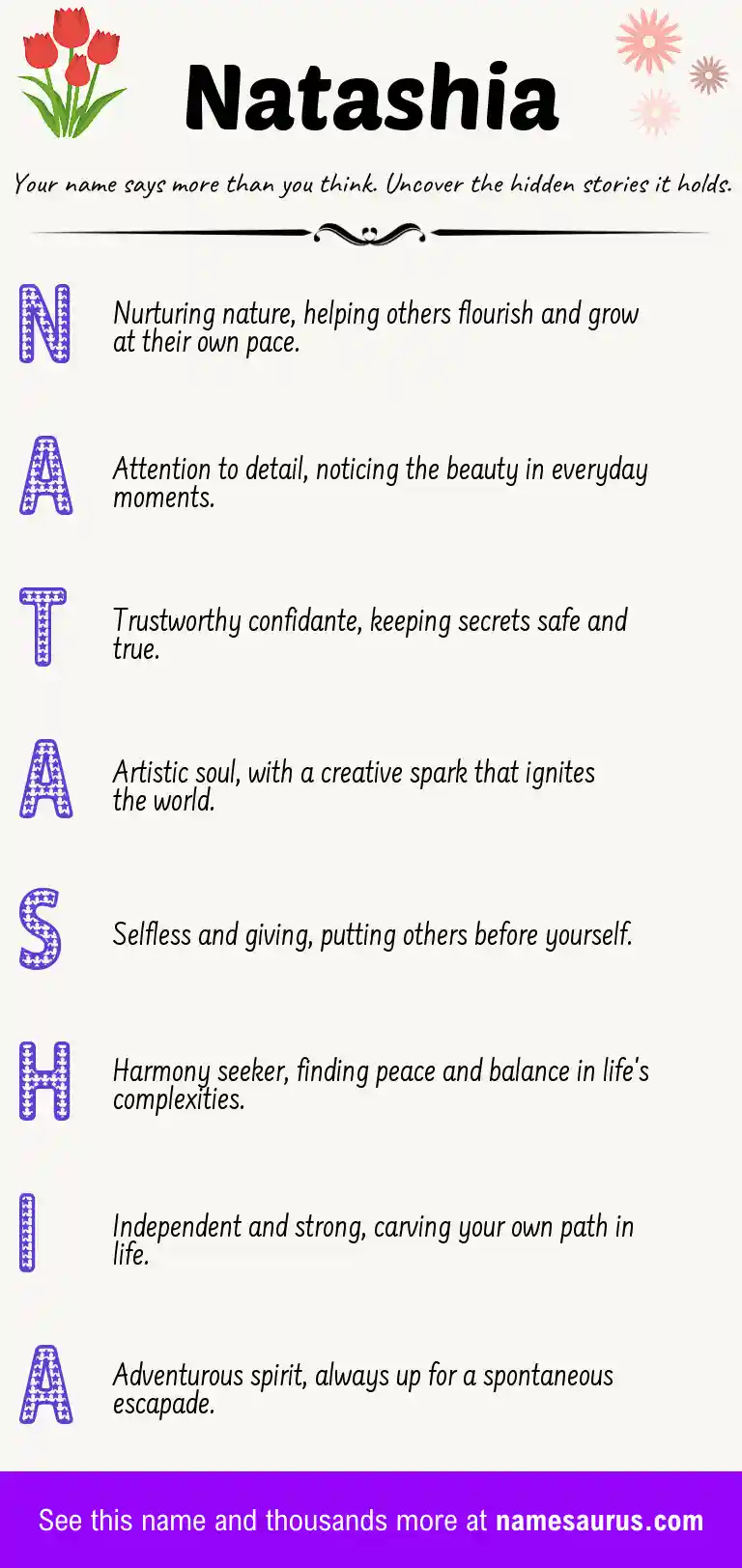Acrostic poem about Natashia.