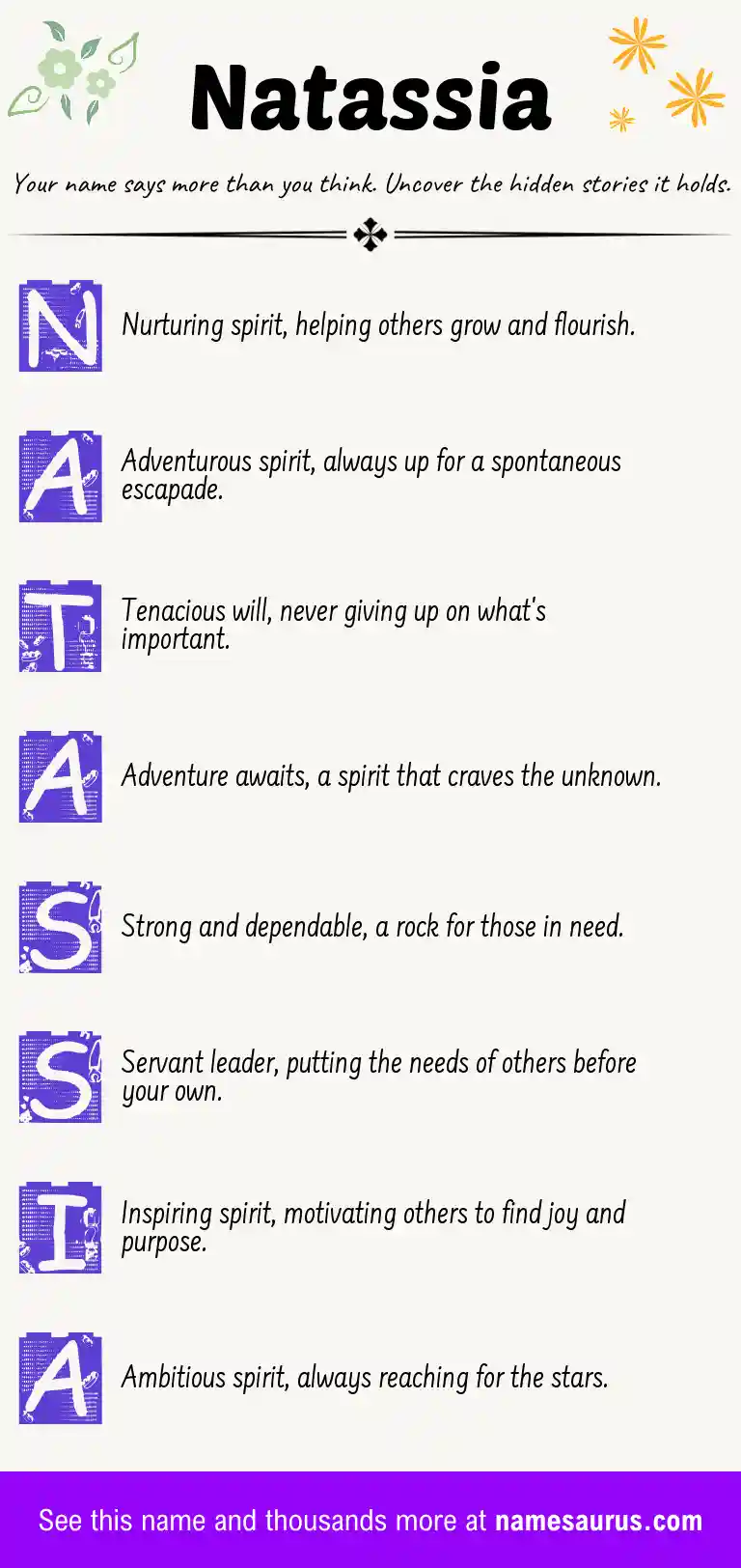 Acrostic poem about Natassia.