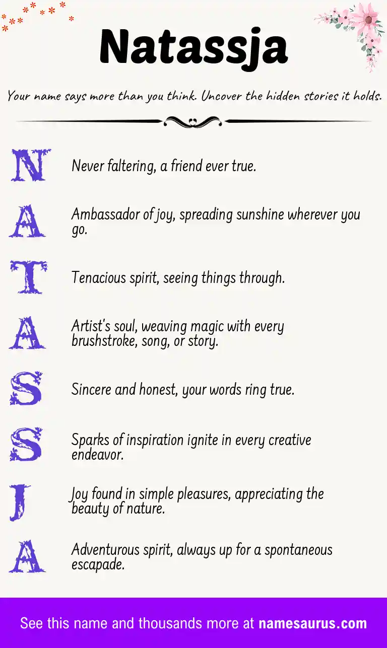 Acrostic poem about Natassja.