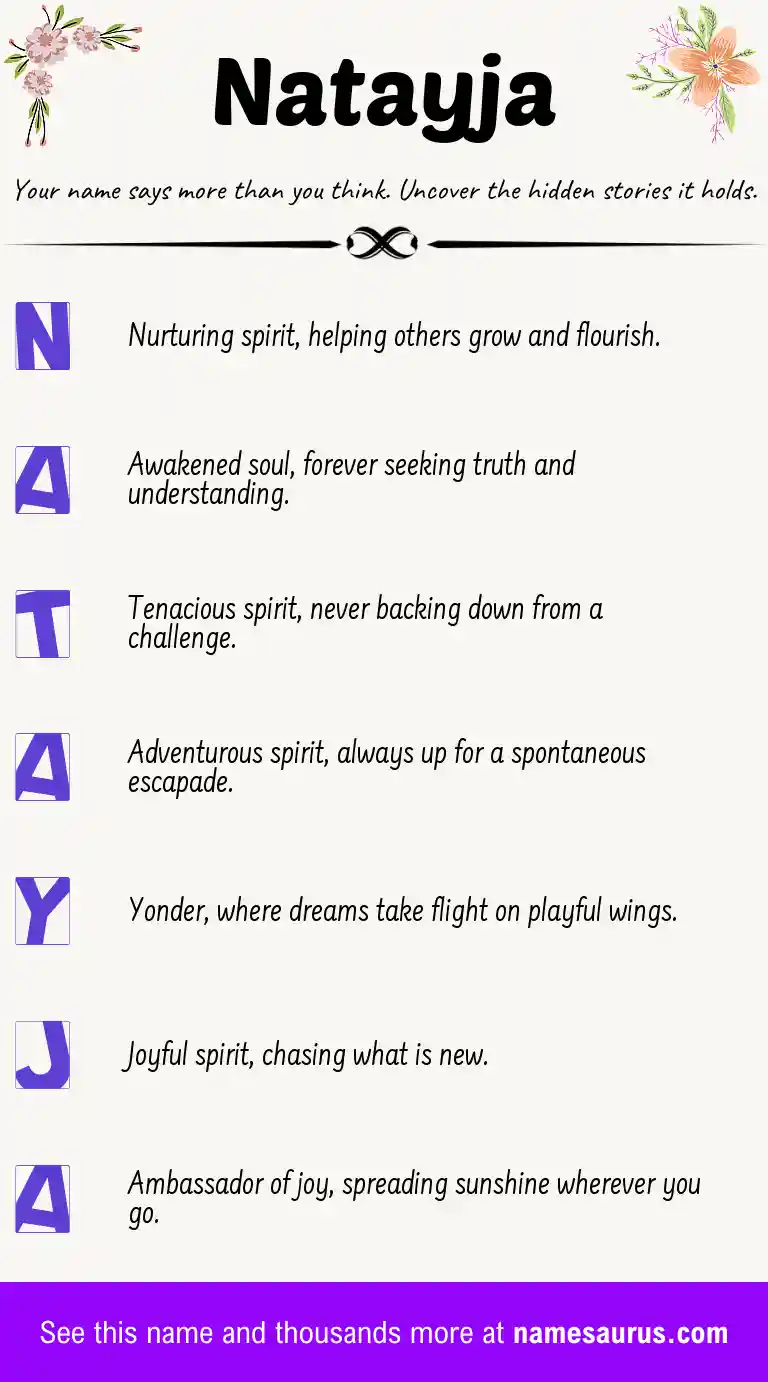 Acrostic poem about Natayja.