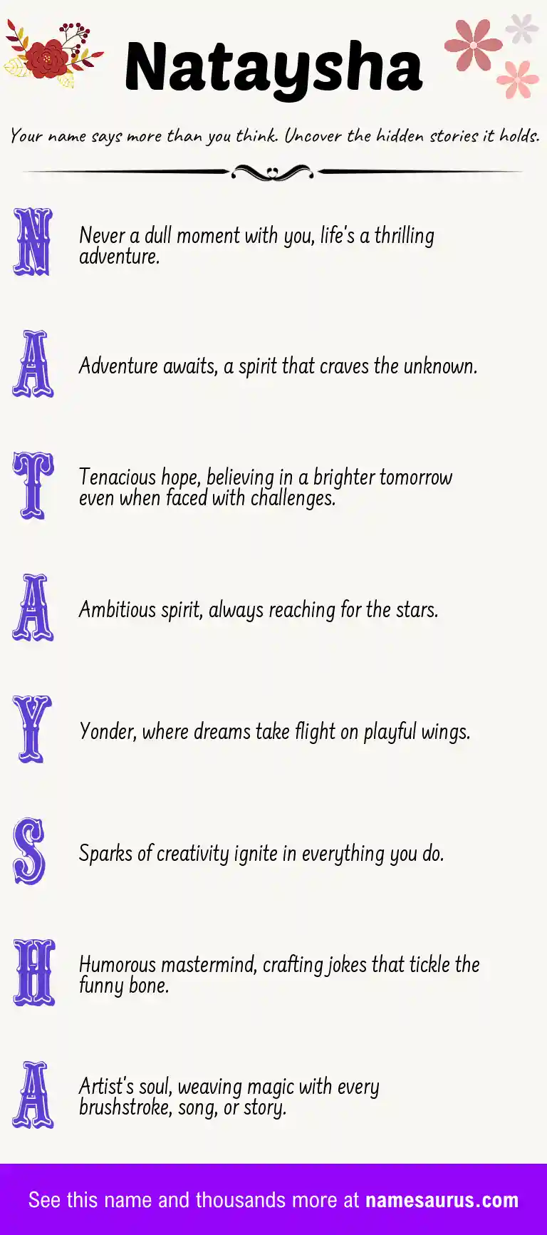 Acrostic poem about Nataysha.