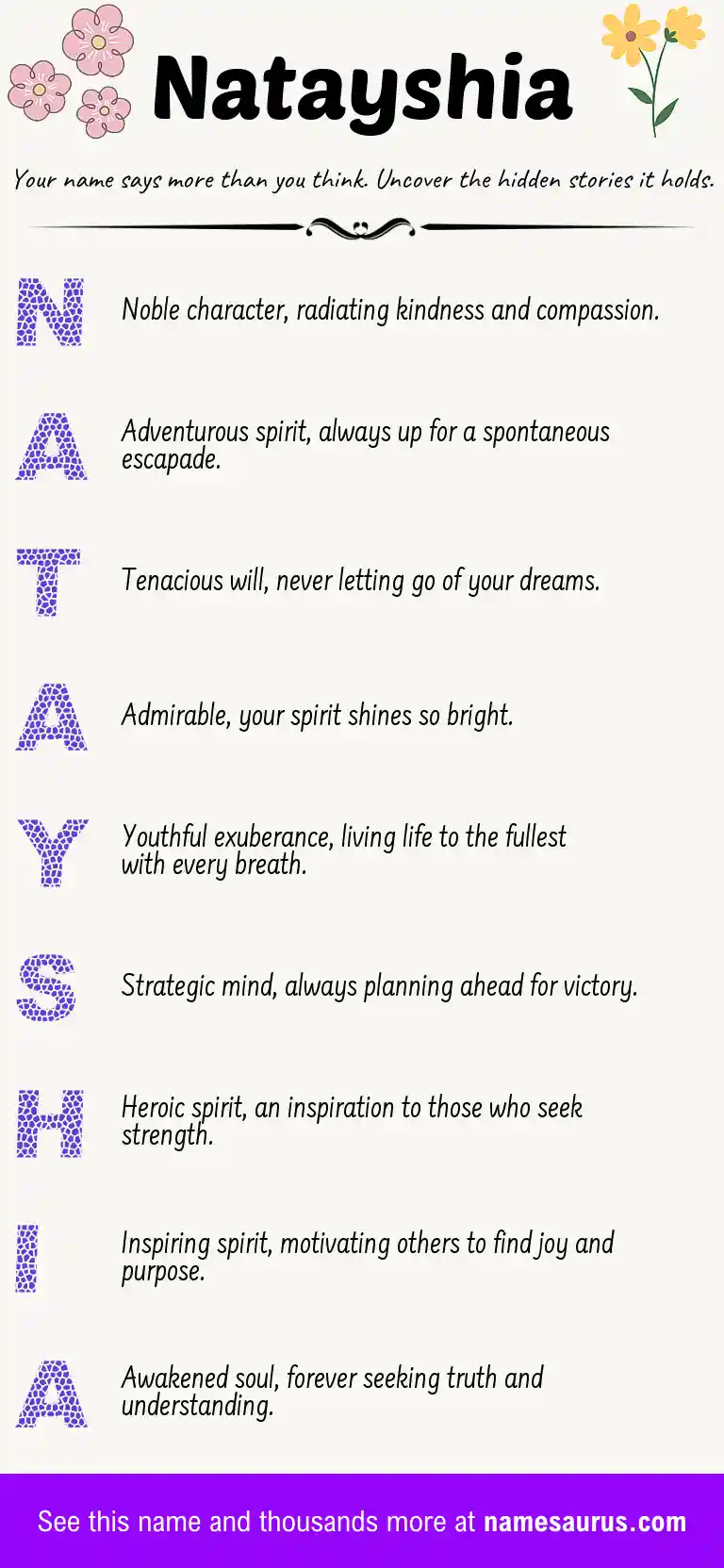Acrostic poem about Natayshia.