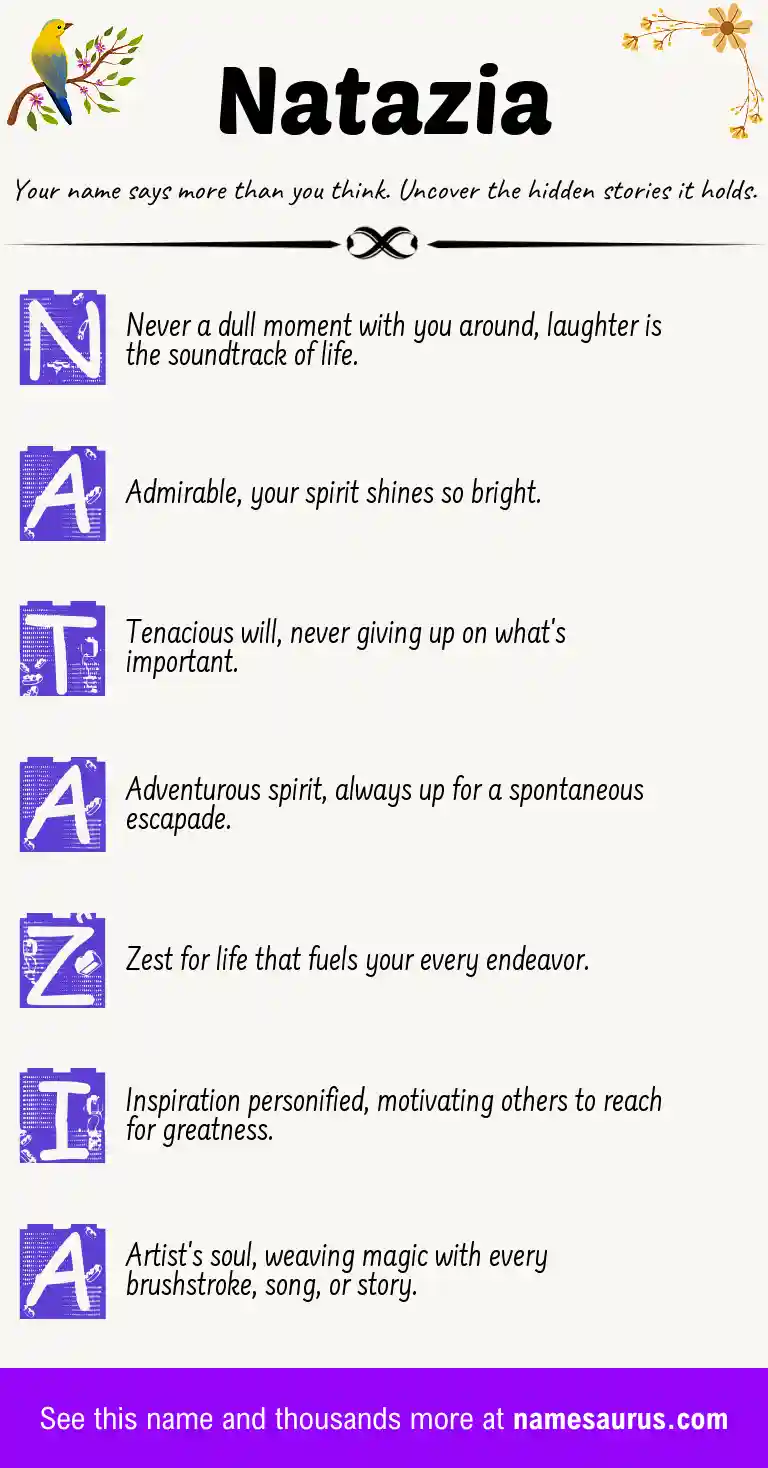 Acrostic poem about Natazia.