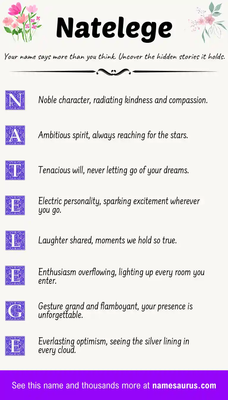 Acrostic poem about Natelege.