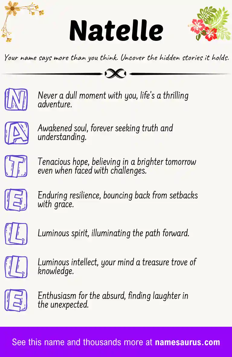 Acrostic poem about Natelle.