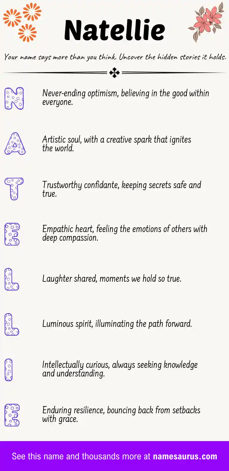 Acrostic poem about Natellie.